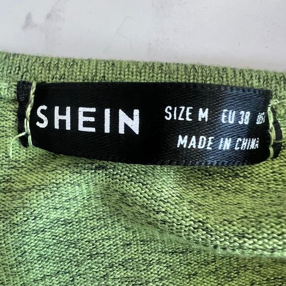 SHEIN SXY TWIST FRONT FLOUNCE SLEEVE BODYCON DRESS LIME GREEN SIZE M - Picture 13 of 13